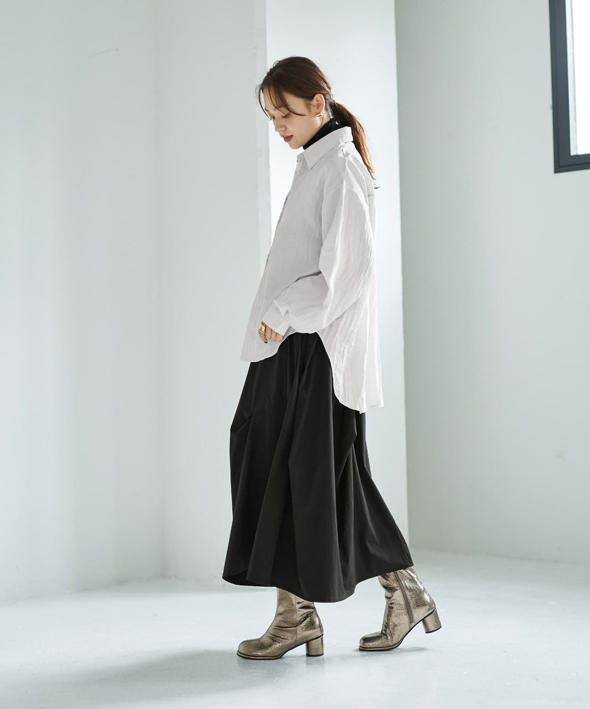 着用イメージ 167cm グレイッシュホワイト