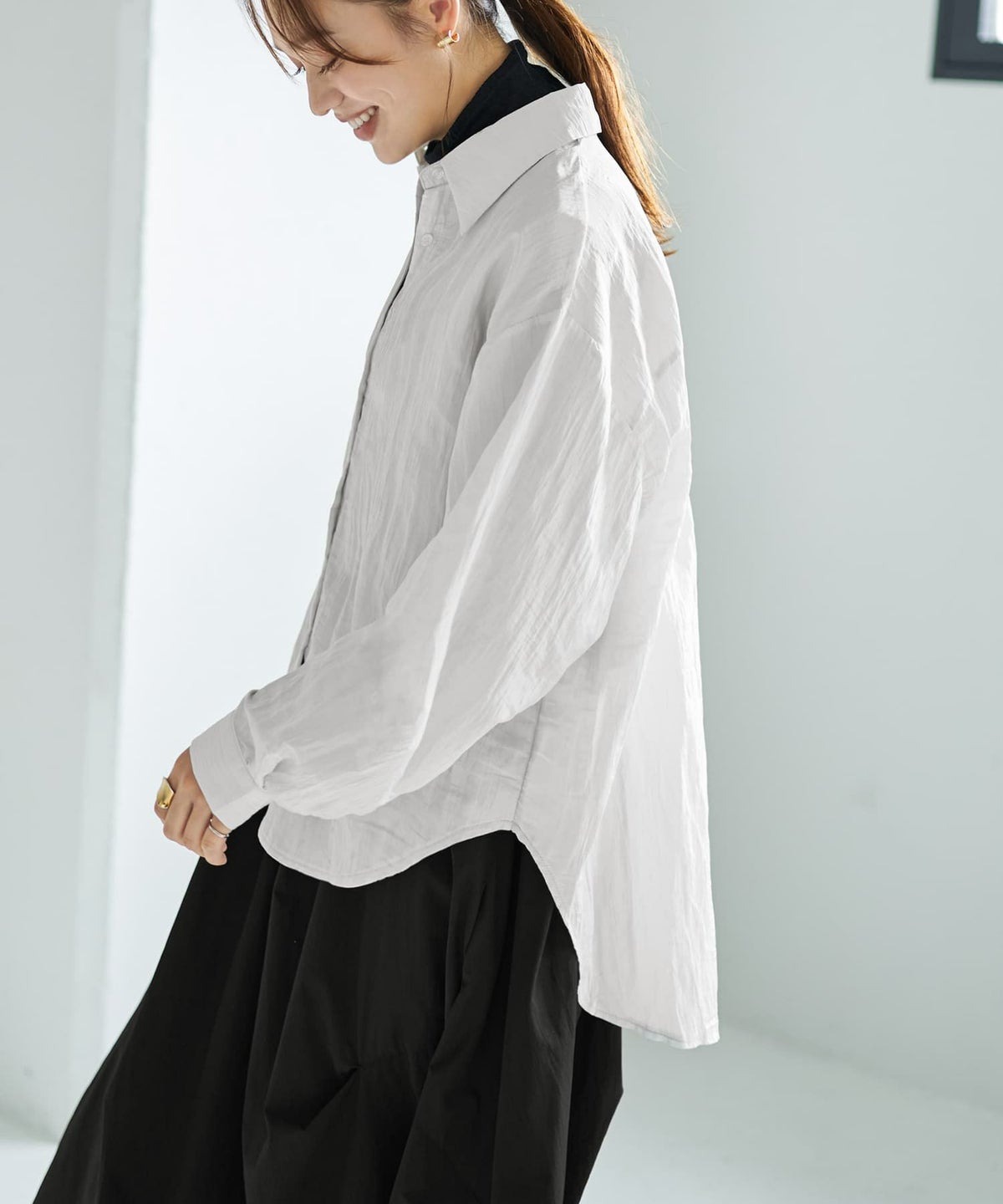 着用イメージ 167cm グレイッシュホワイト