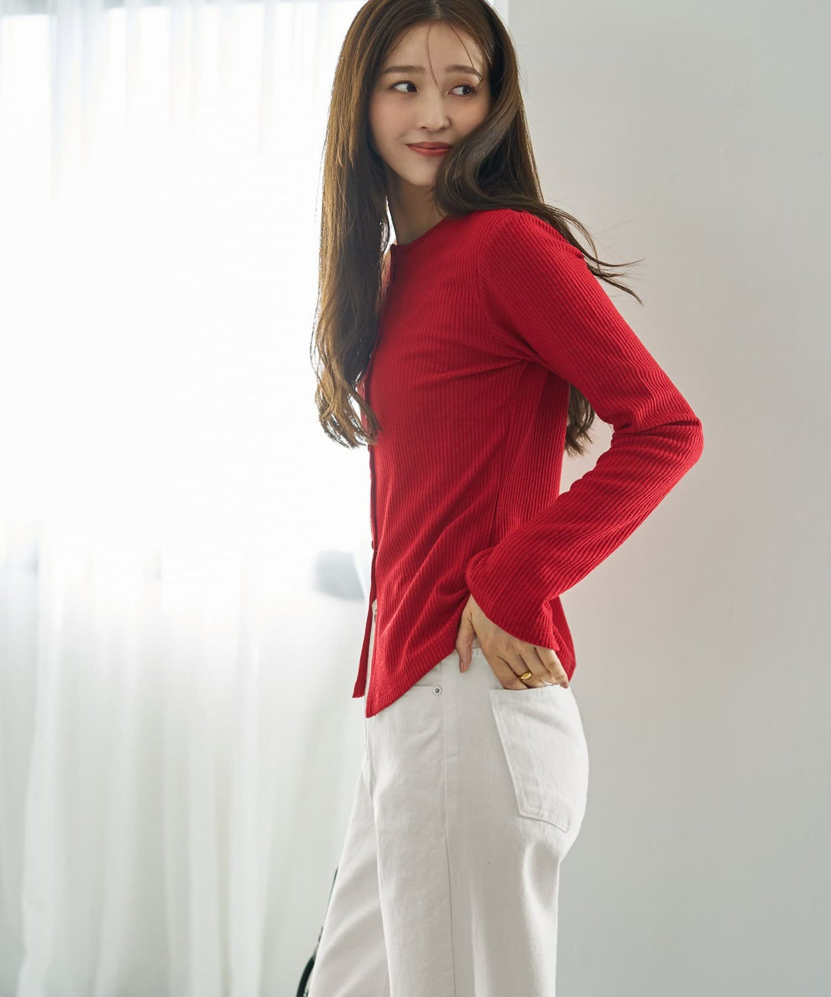 着用イメージ 166cm レッド