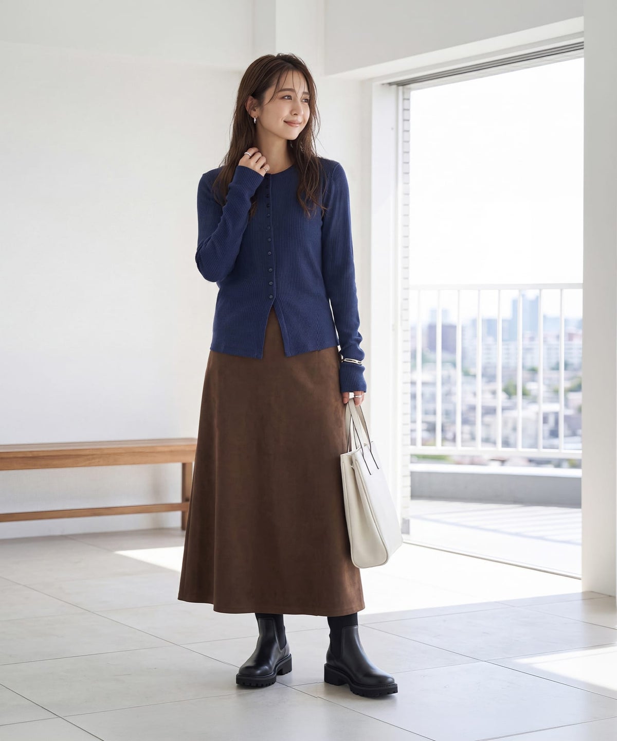 着用イメージ 163cm ネイビー