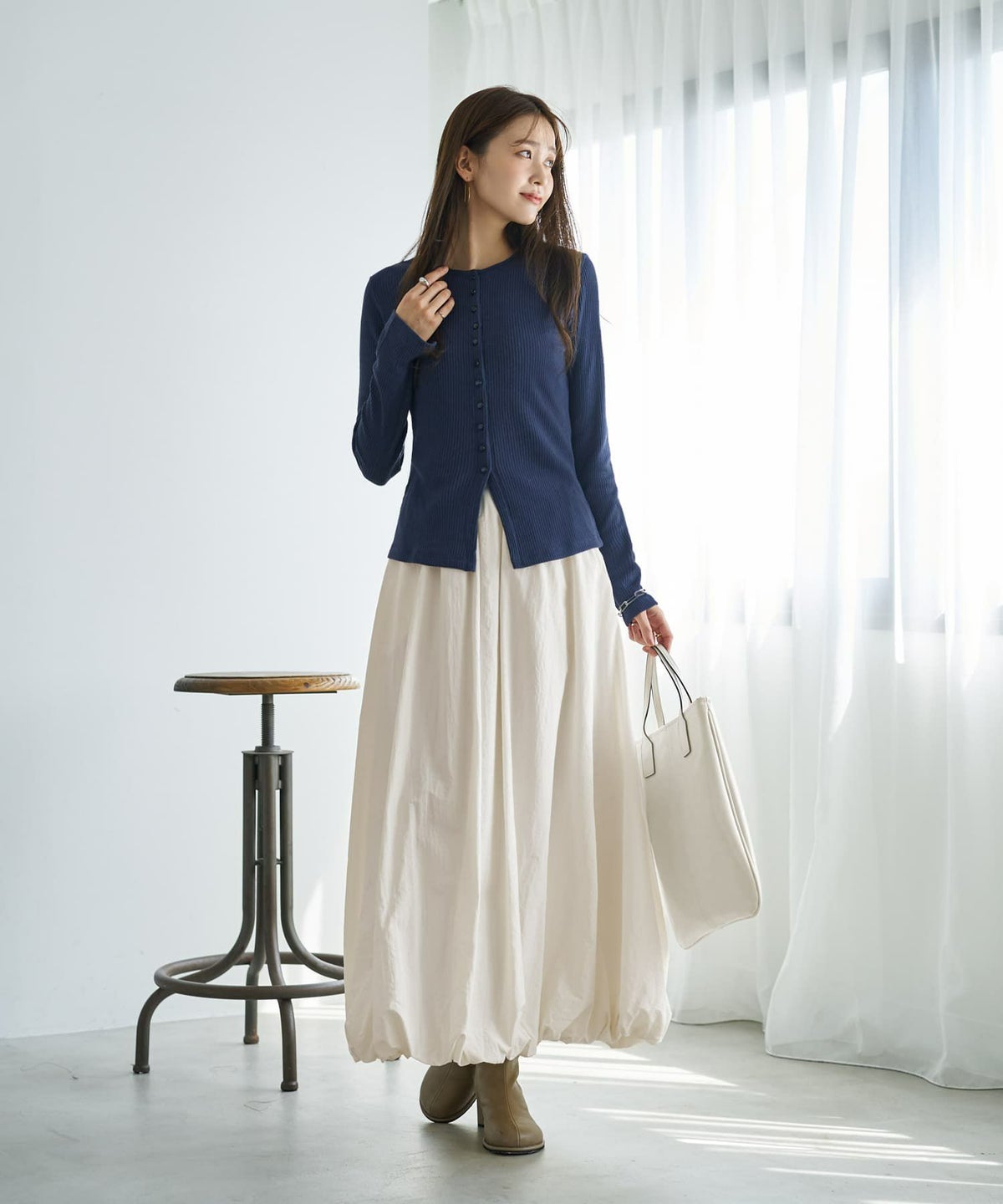 着用イメージ 166cm ネイビー