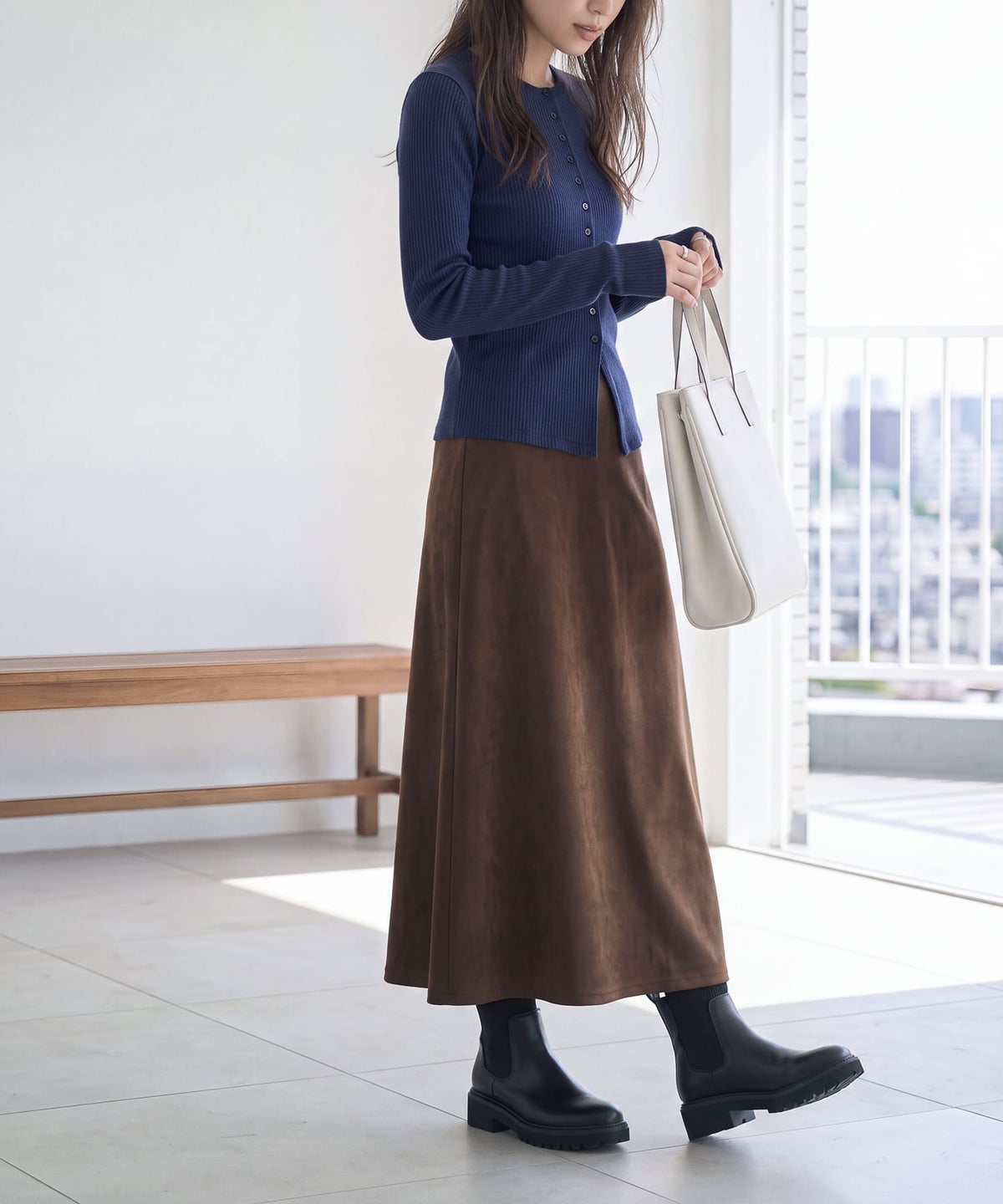 着用イメージ 163cm ネイビー