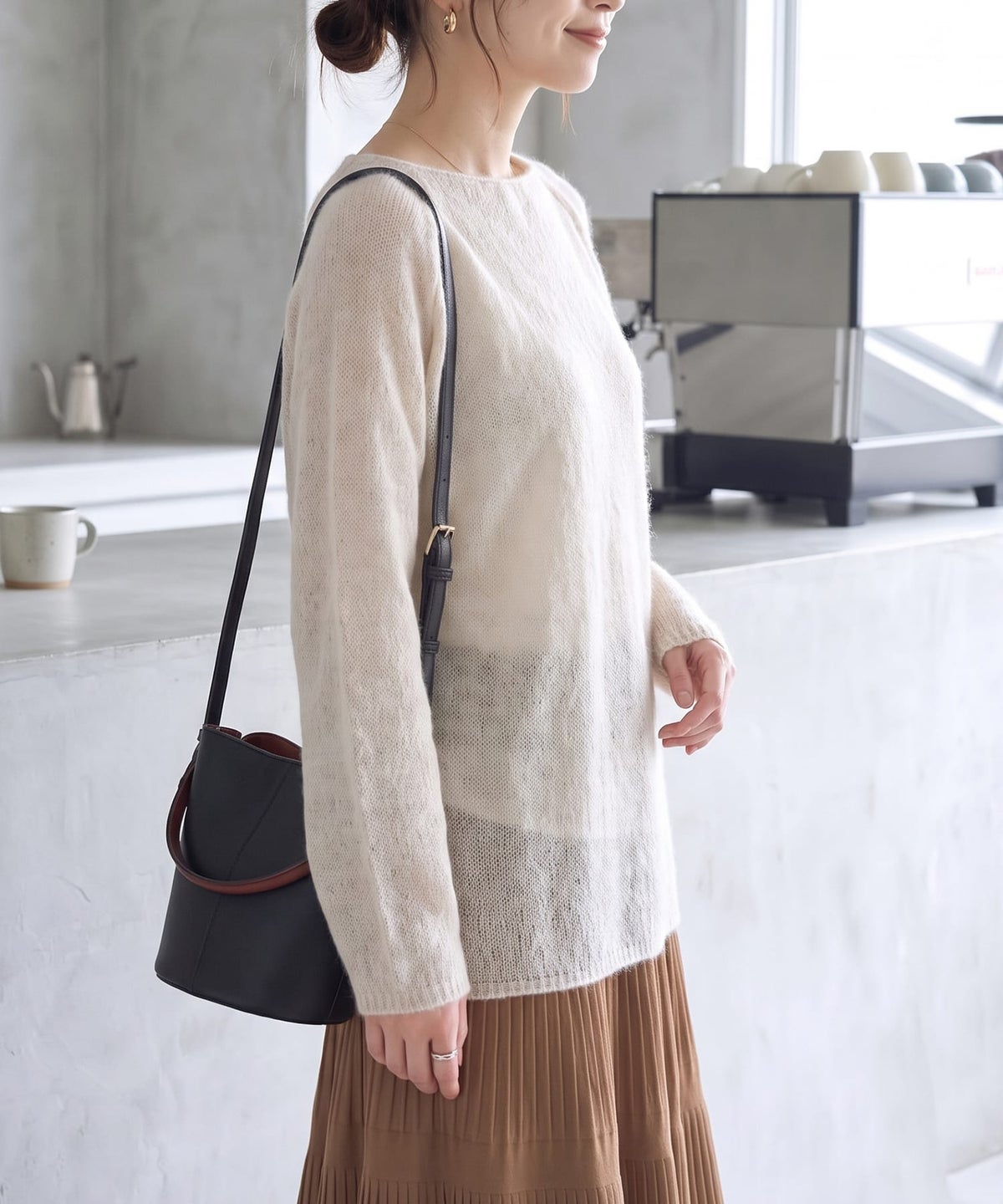 着用イメージ 163cm ライトベージュ