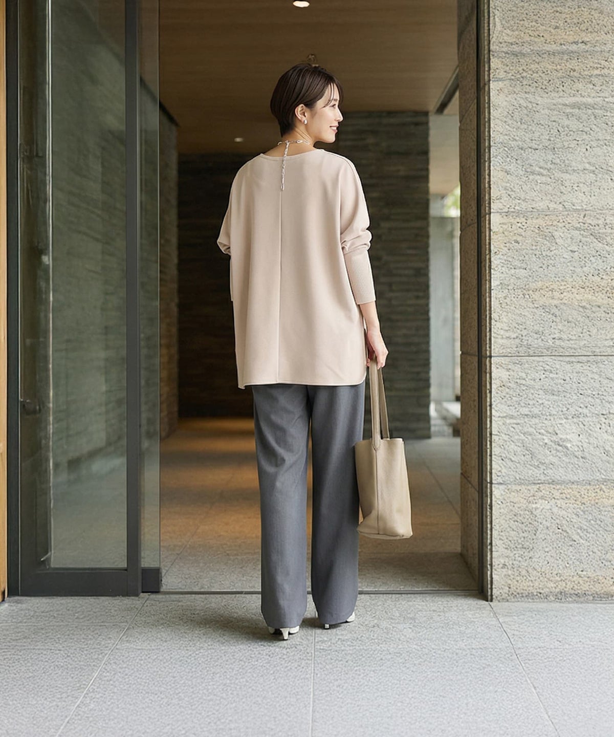 着用イメージ 163cm ピンクベージュ