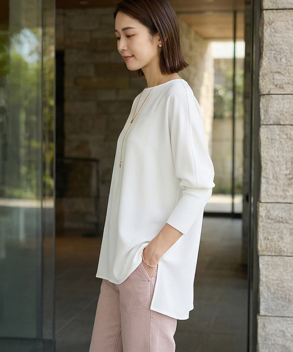 着用イメージ 163cm ホワイト