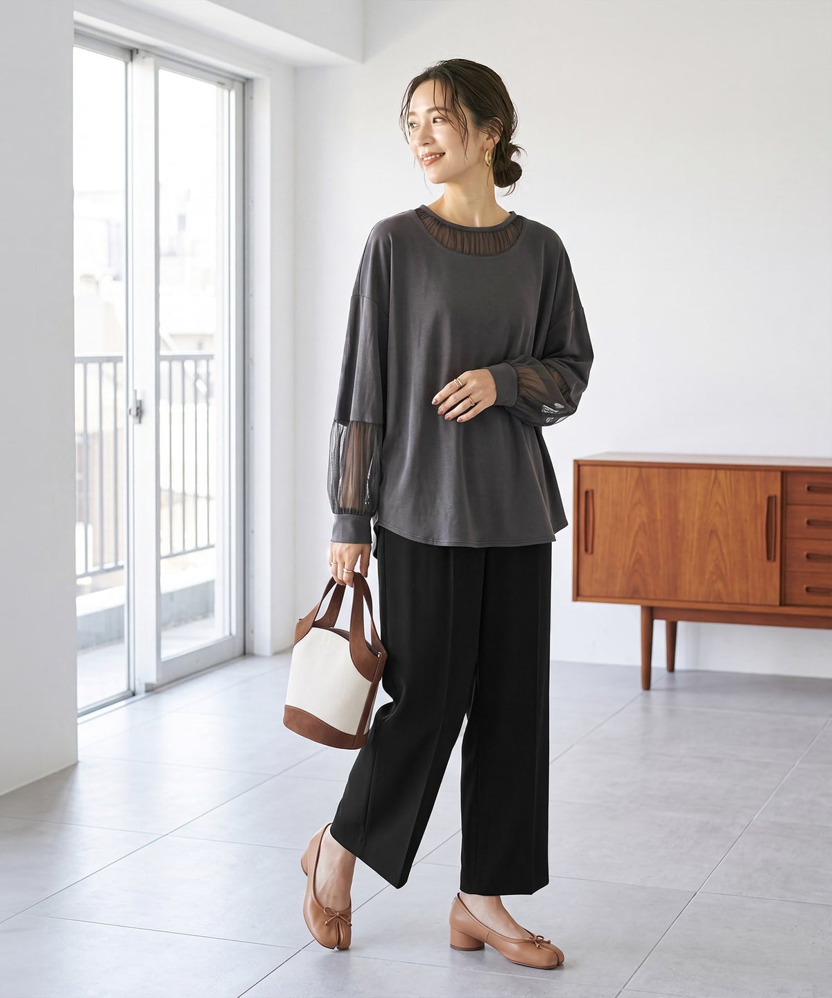 着用イメージ 163cm チャコール