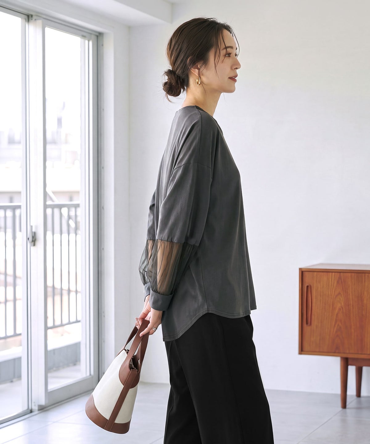着用イメージ 163cm チャコール