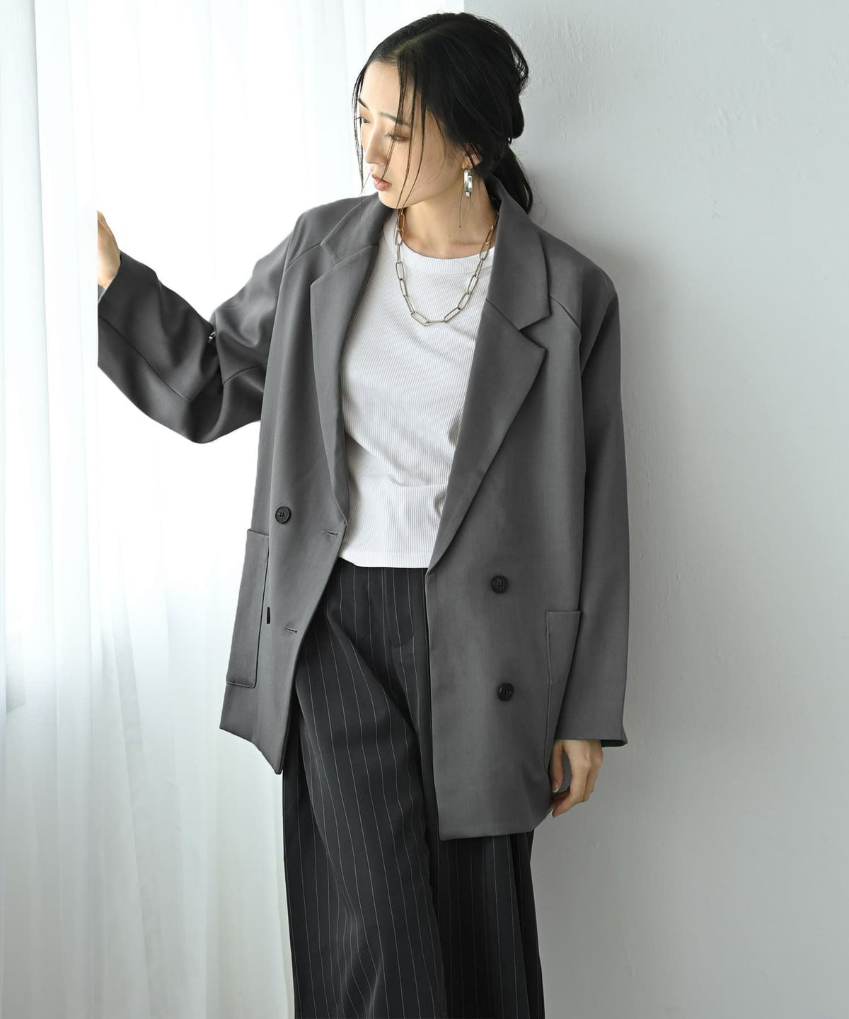 着用イメージ 169cm グレー