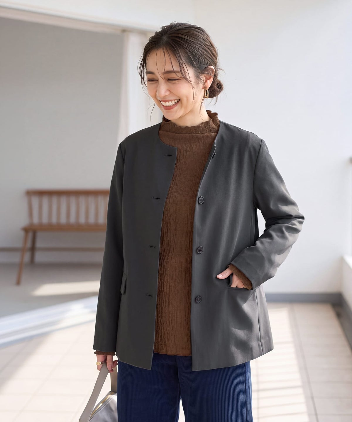 着用イメージ 163cm ブラウン