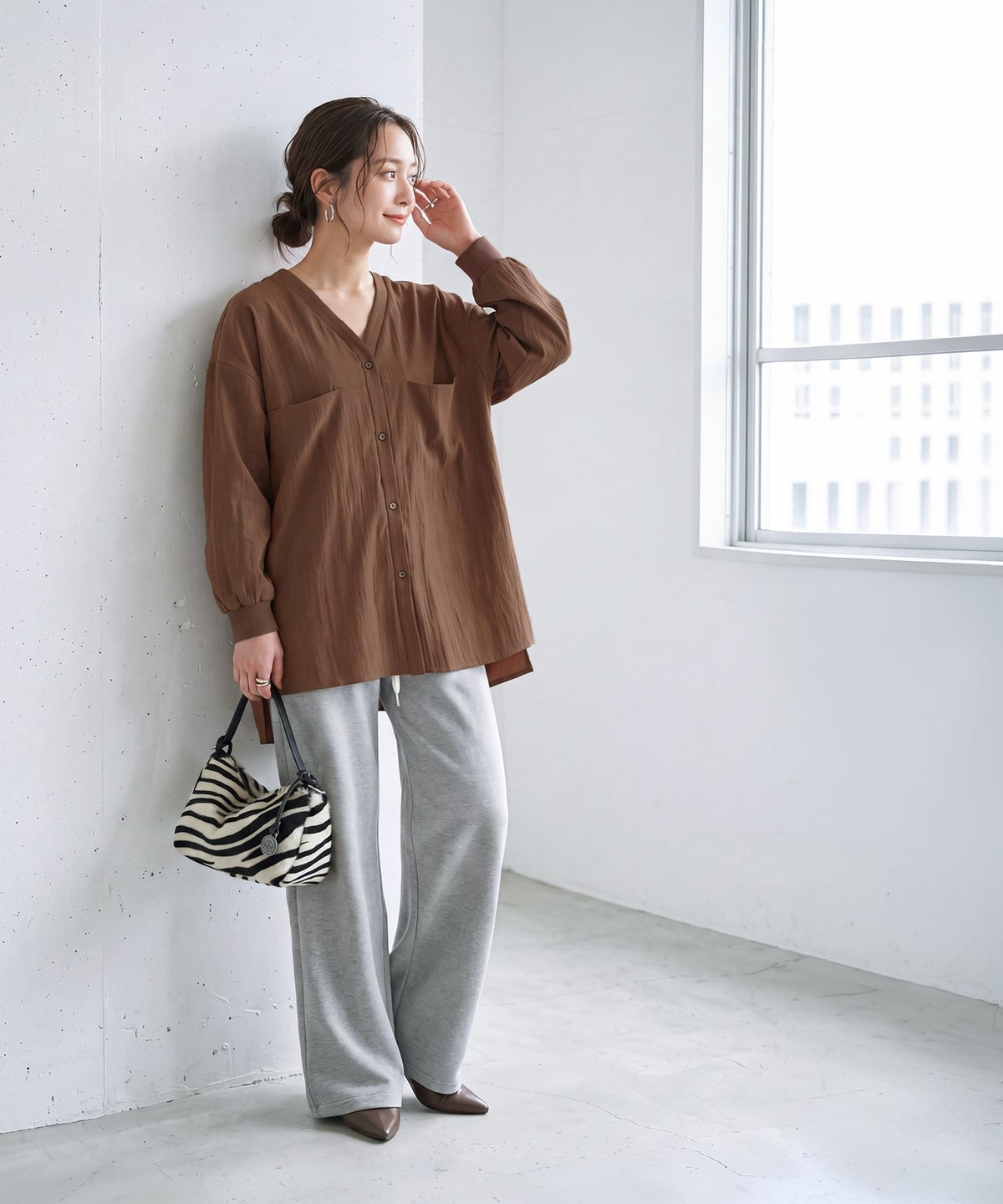 着用イメージ 163cm ブラウン