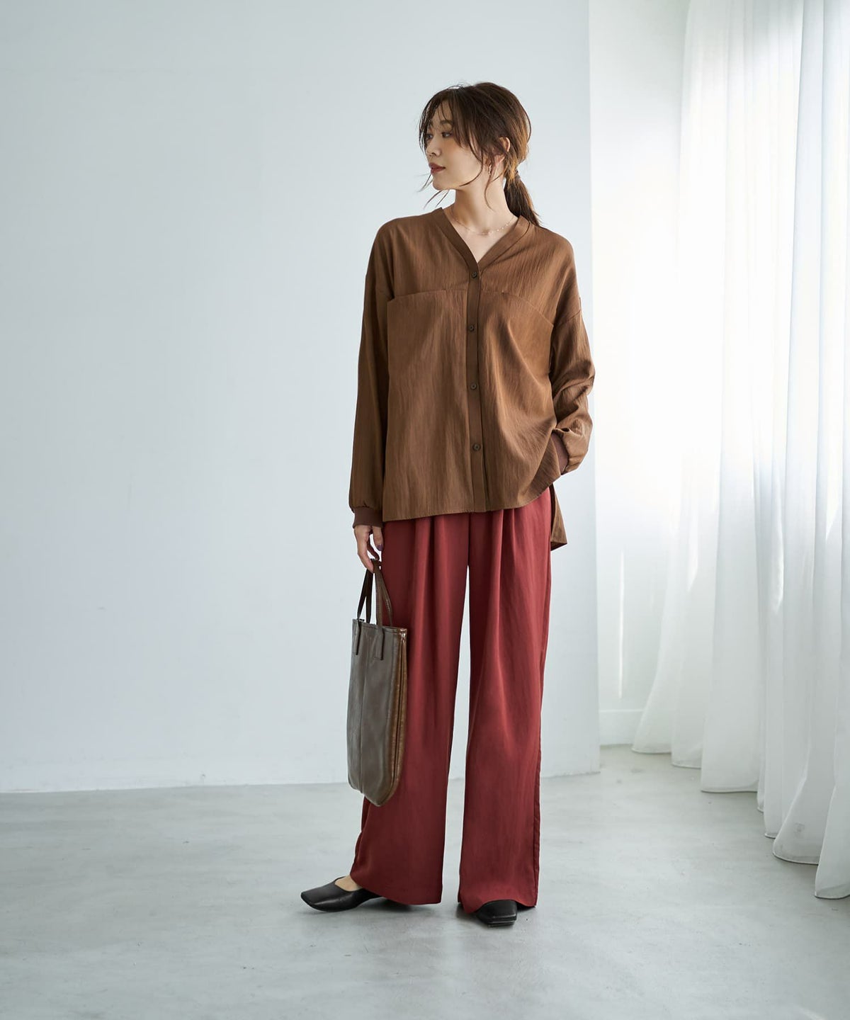 着用イメージ 166cm ブラウン