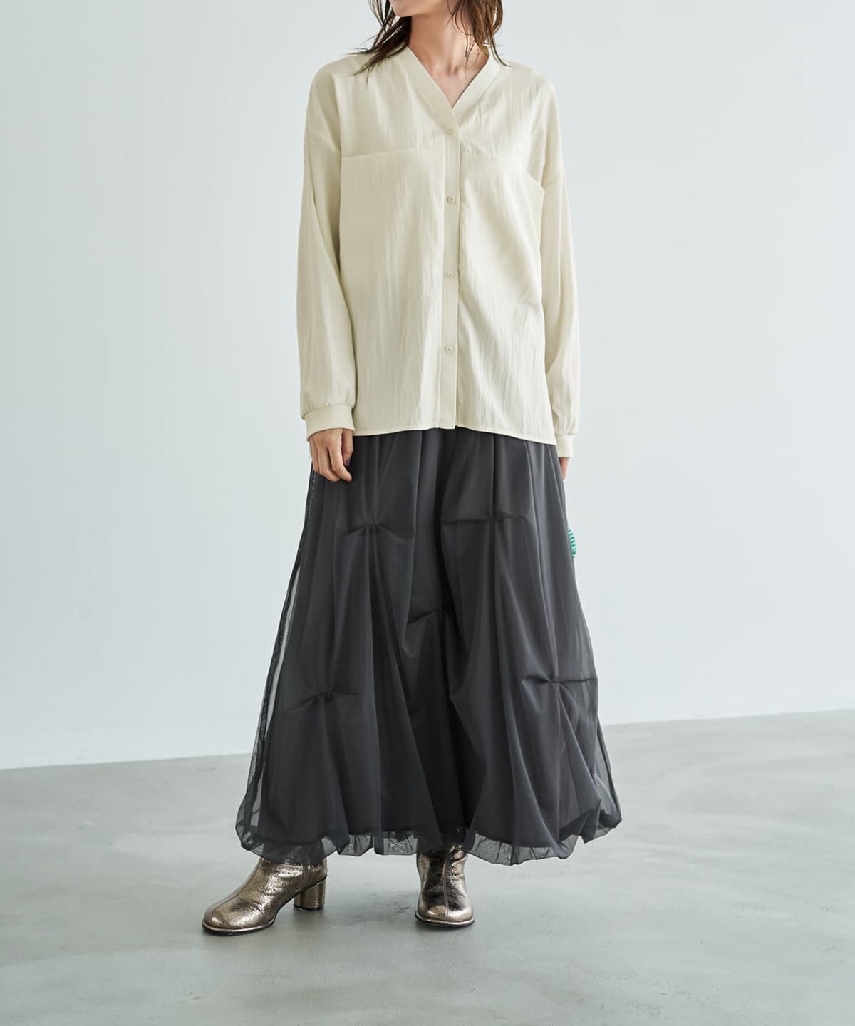 着用イメージ 166cm アイボリー