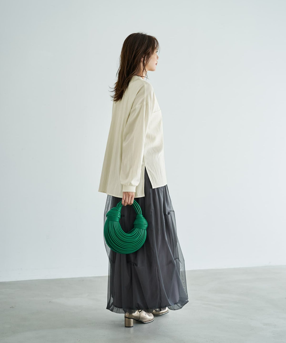 着用イメージ 166cm アイボリー