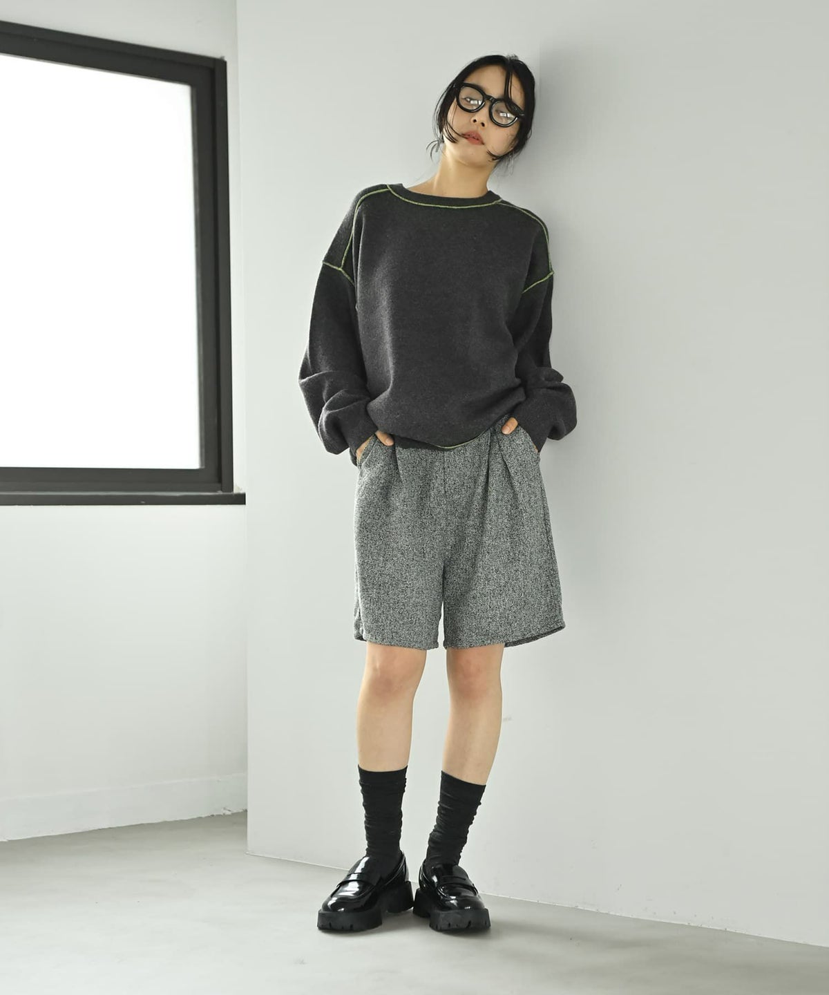 着用イメージ 167cm チャコール