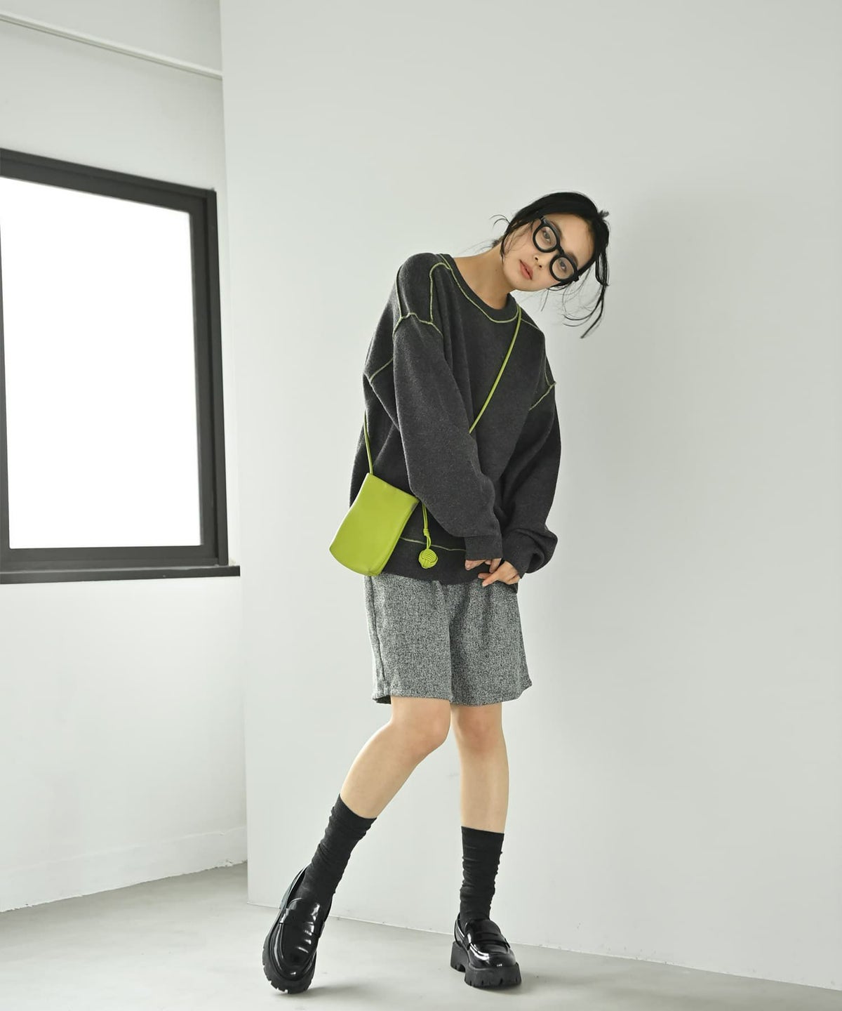 着用イメージ 167cm チャコール