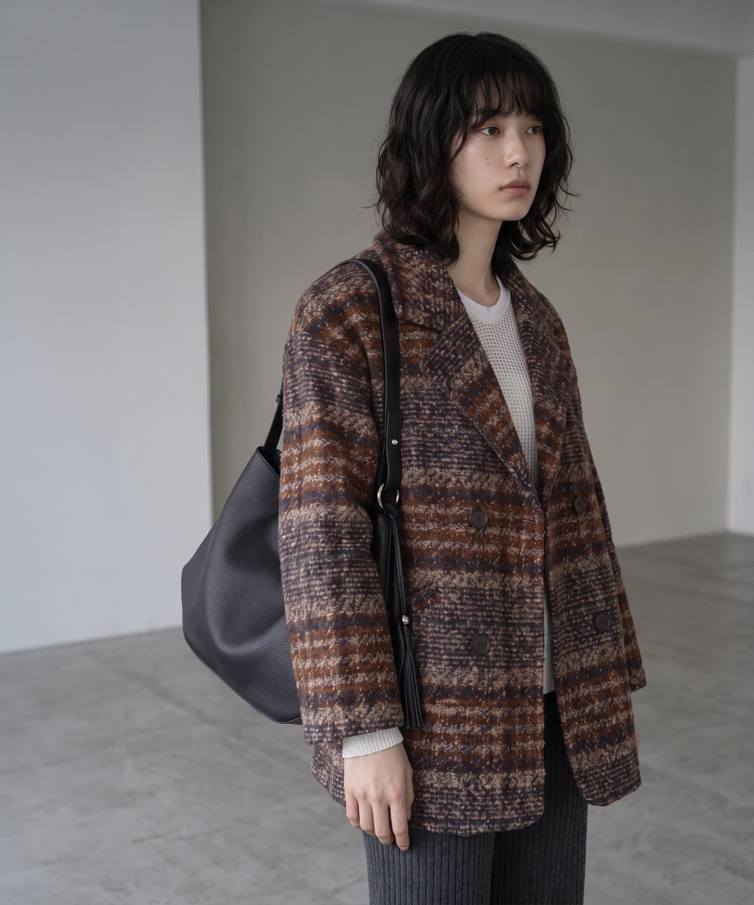 BLK001】ビックチェック柄ショートコート | おしゃれな大人レディース
