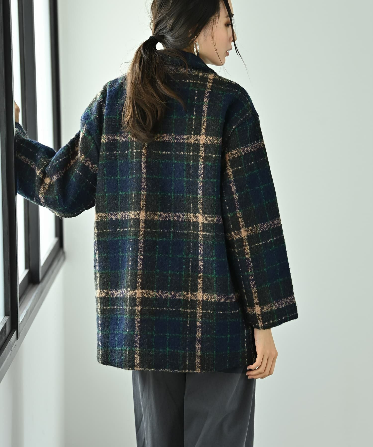 BLK001】ビックチェック柄ショートコート | おしゃれな大人レディース