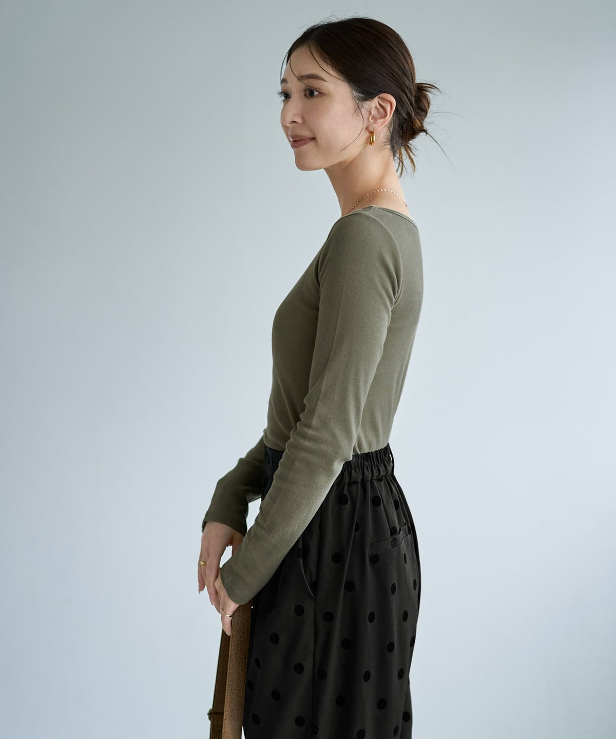 着用イメージ 166cm カーキ