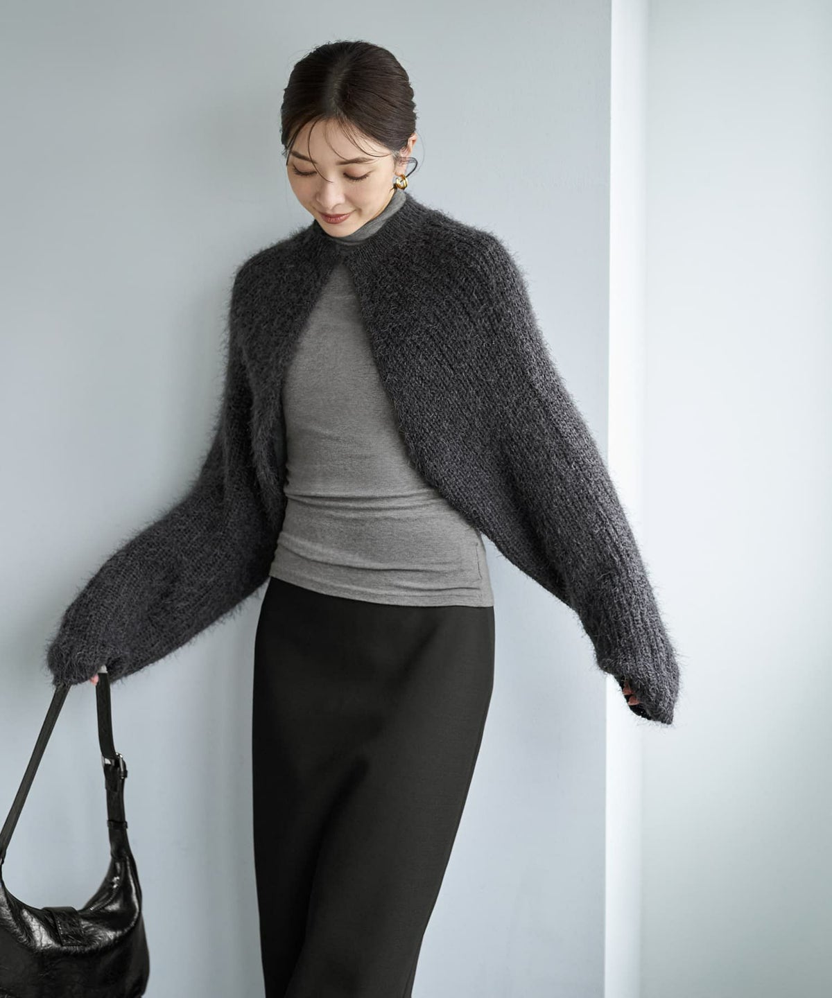 着用イメージ 166cm チャコールグレー