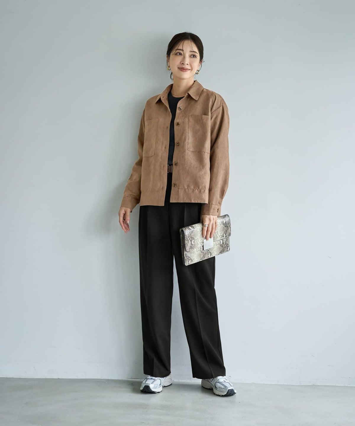 着用イメージ 166cm ライトブラウン