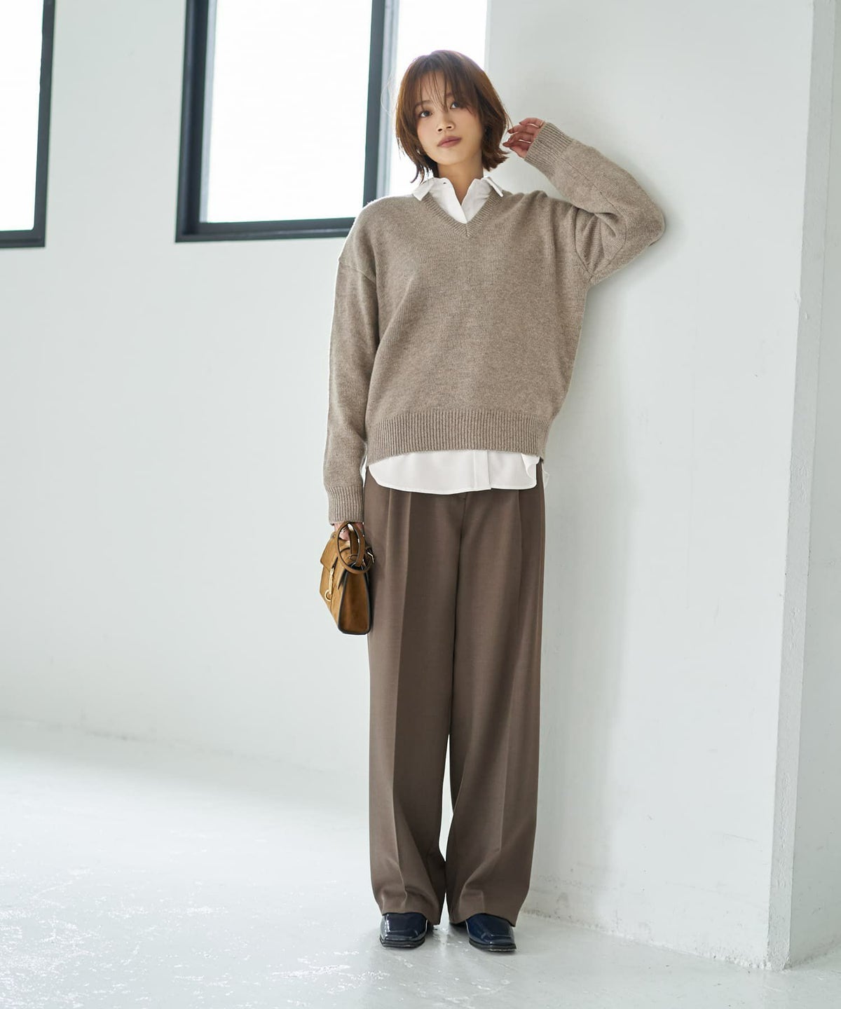 着用イメージ 167cm ベージュミックス