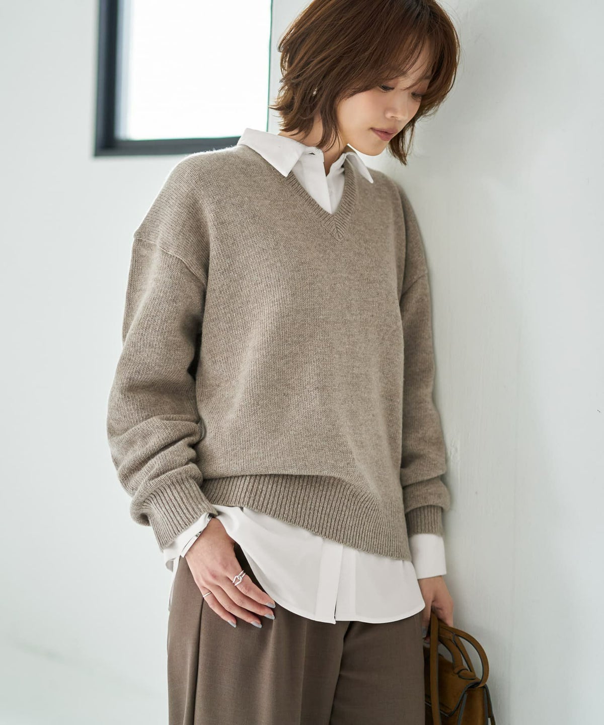 着用イメージ 167cm ベージュミックス