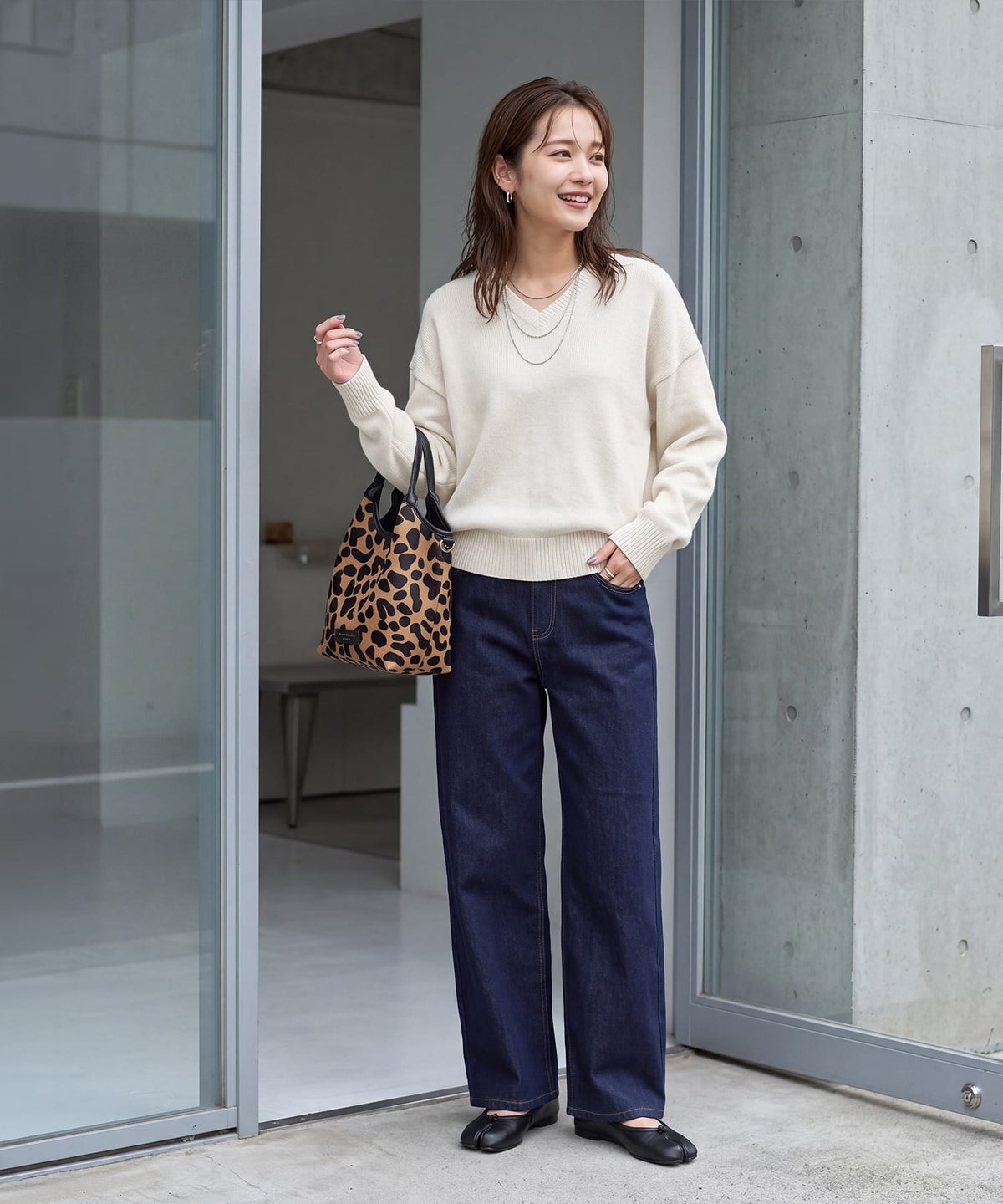 着用イメージ 163cm オフホワイト