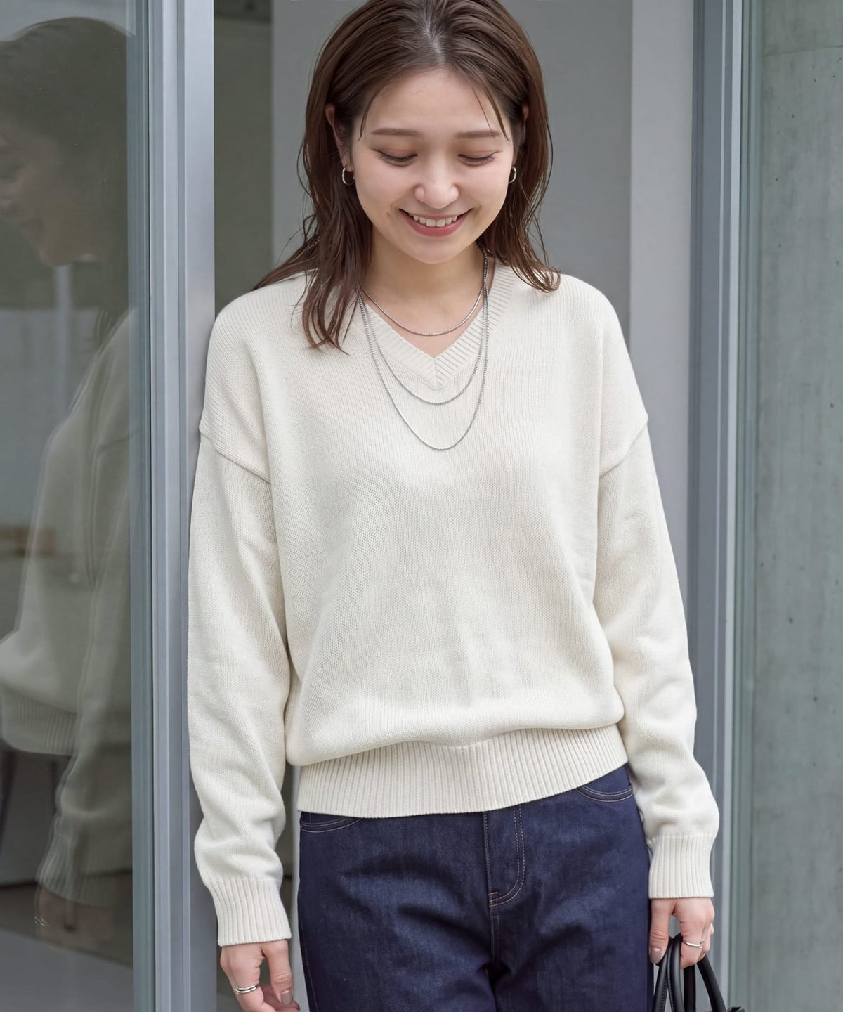 着用イメージ 163cm オフホワイト