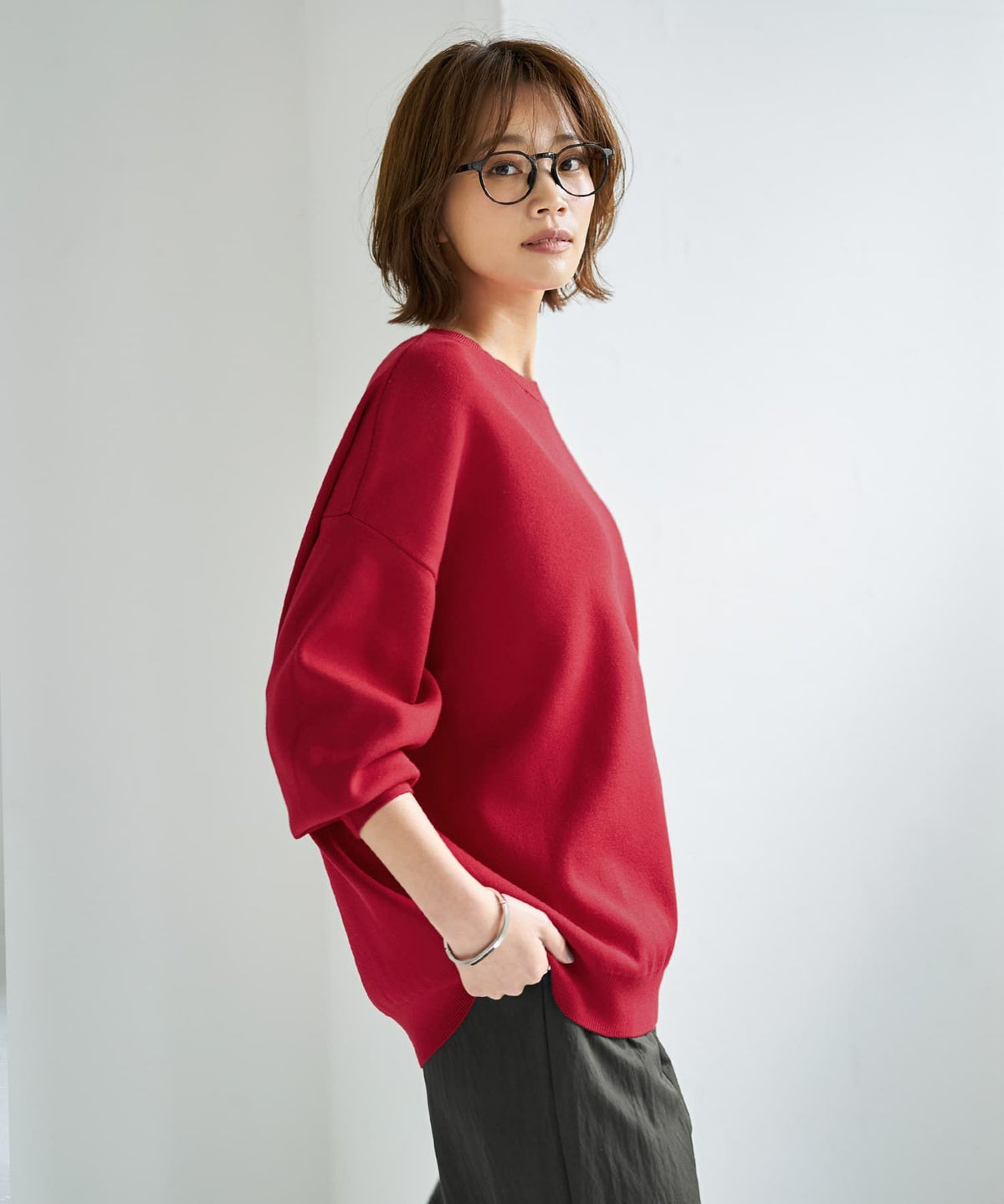 着用イメージ 167cm レッド