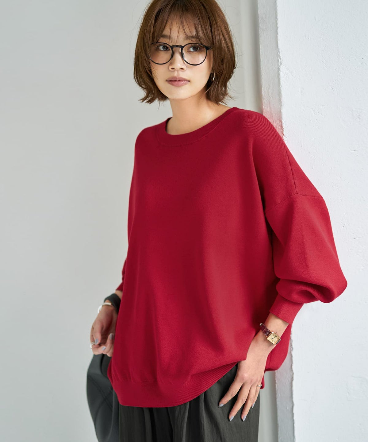 着用イメージ 167cm レッド