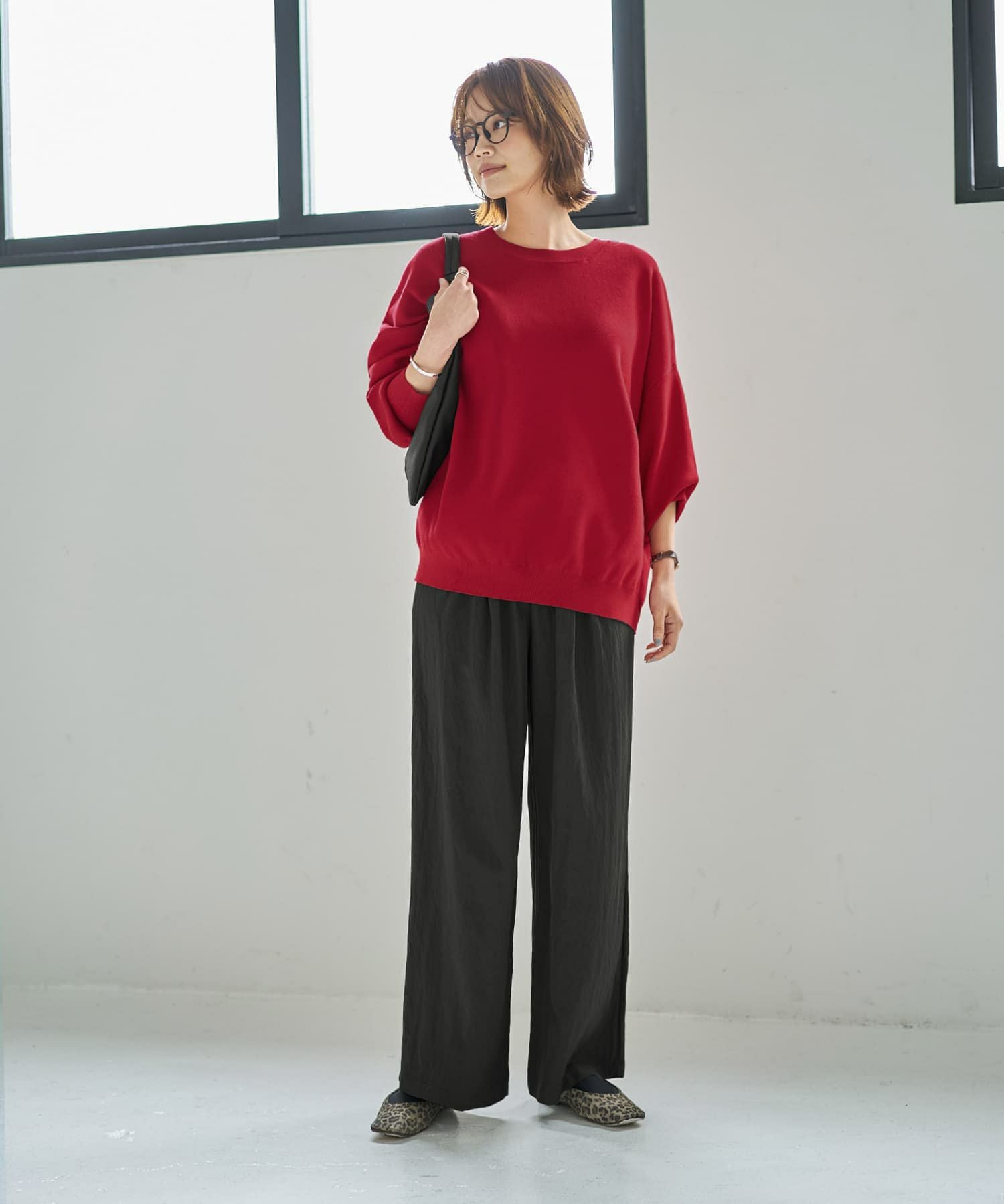 スムースハイゲージゆったりクルーネックニット | おしゃれな大人