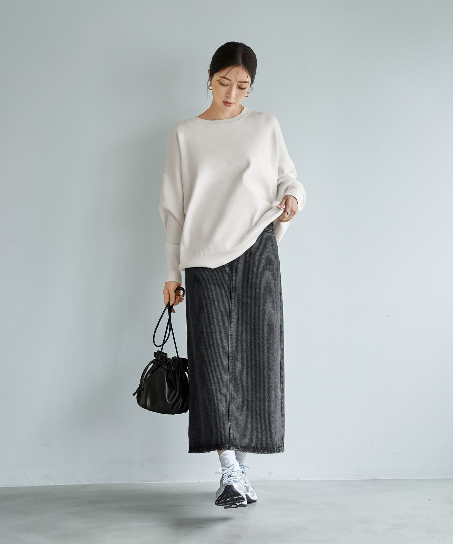 スムースハイゲージゆったりクルーネックニット | おしゃれな大人