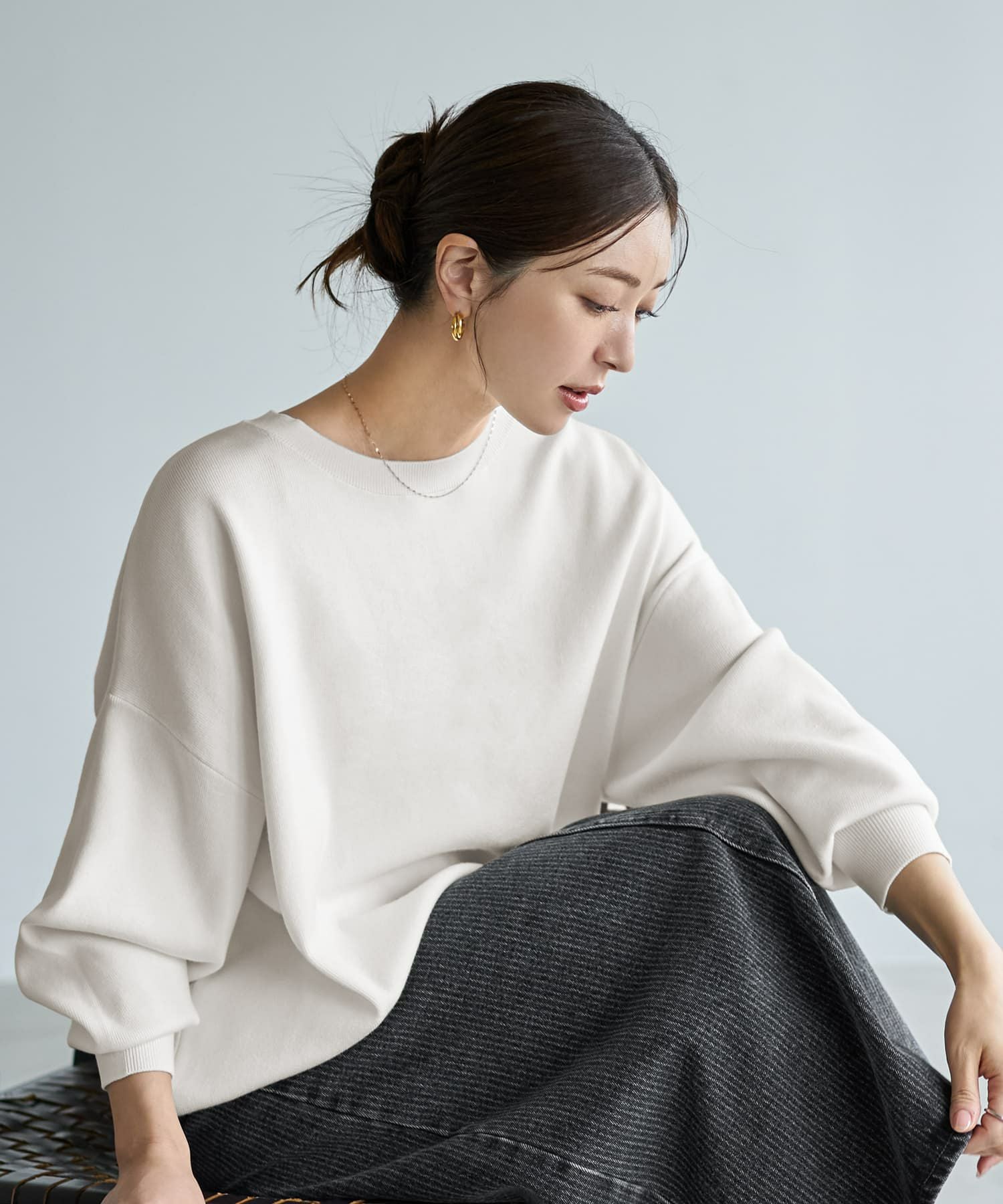 スムースハイゲージゆったりクルーネックニット | おしゃれな大人