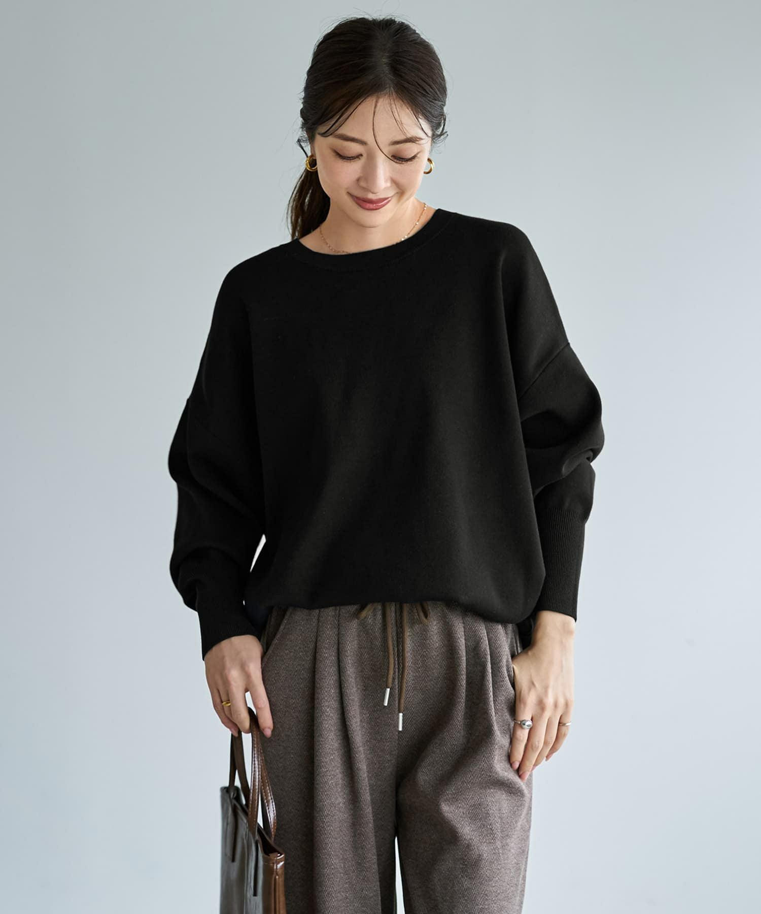 スムースハイゲージゆったりクルーネックニット | おしゃれな大人