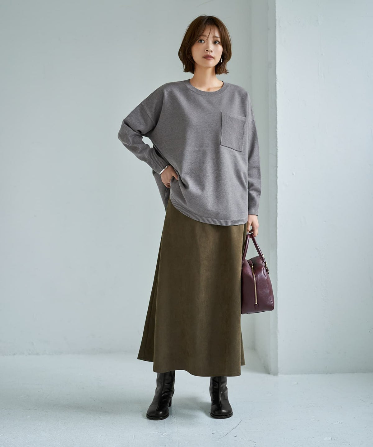 着用イメージ 167cm グレー