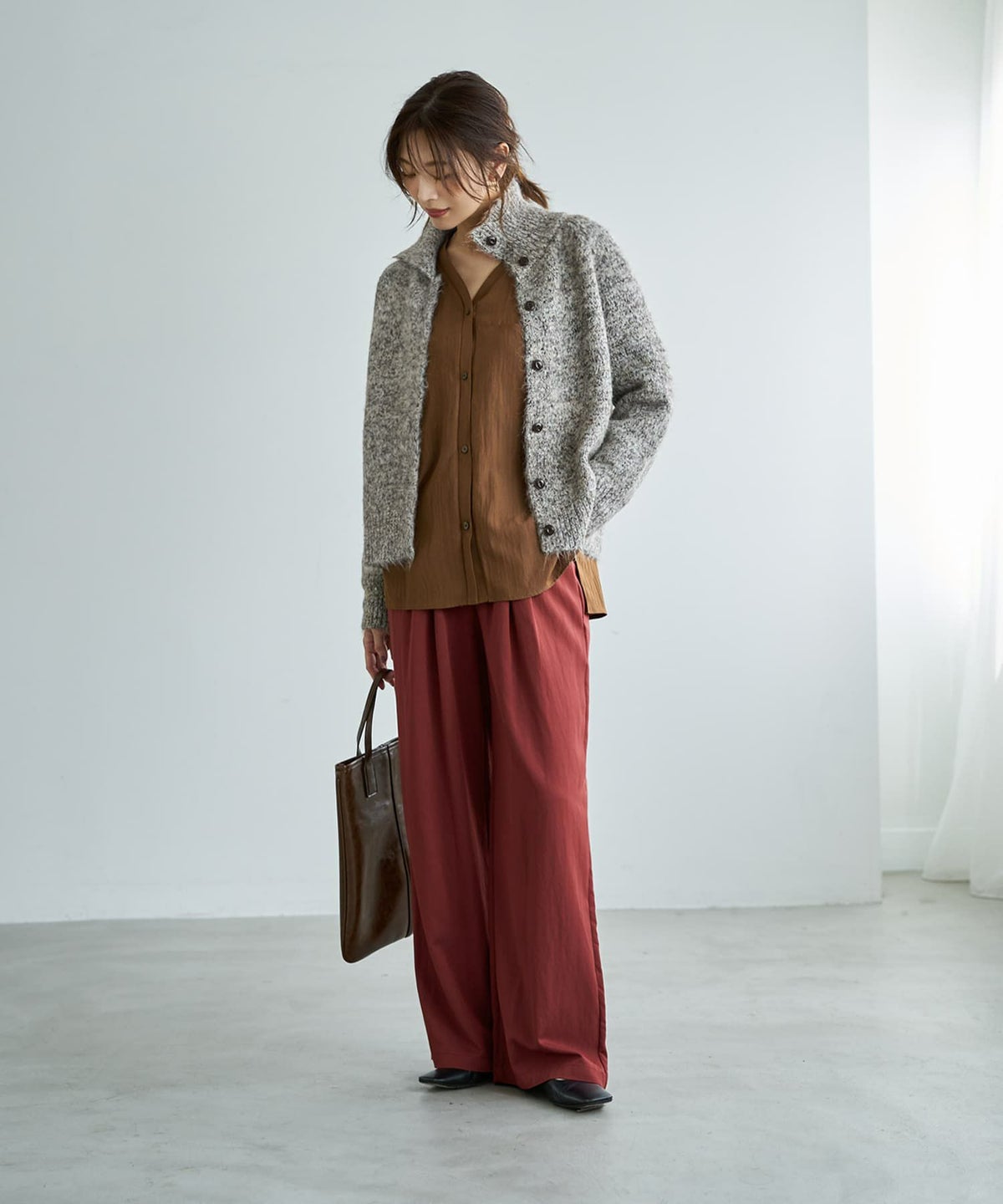 着用イメージ 166cm ブラウンミックス