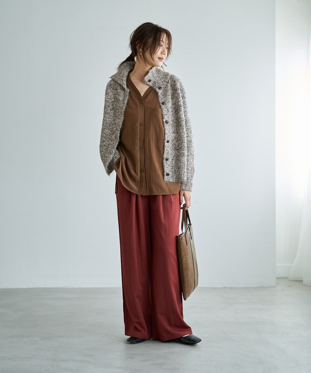 着用イメージ 166cm ブラウンミックス