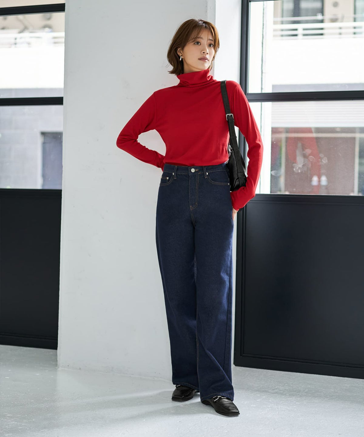 着用イメージ 167cm レッド