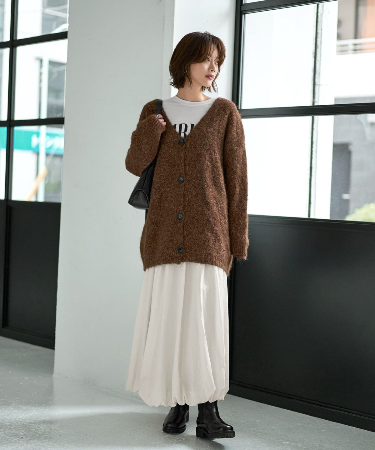 着用イメージ 167cm ブラウンミックス