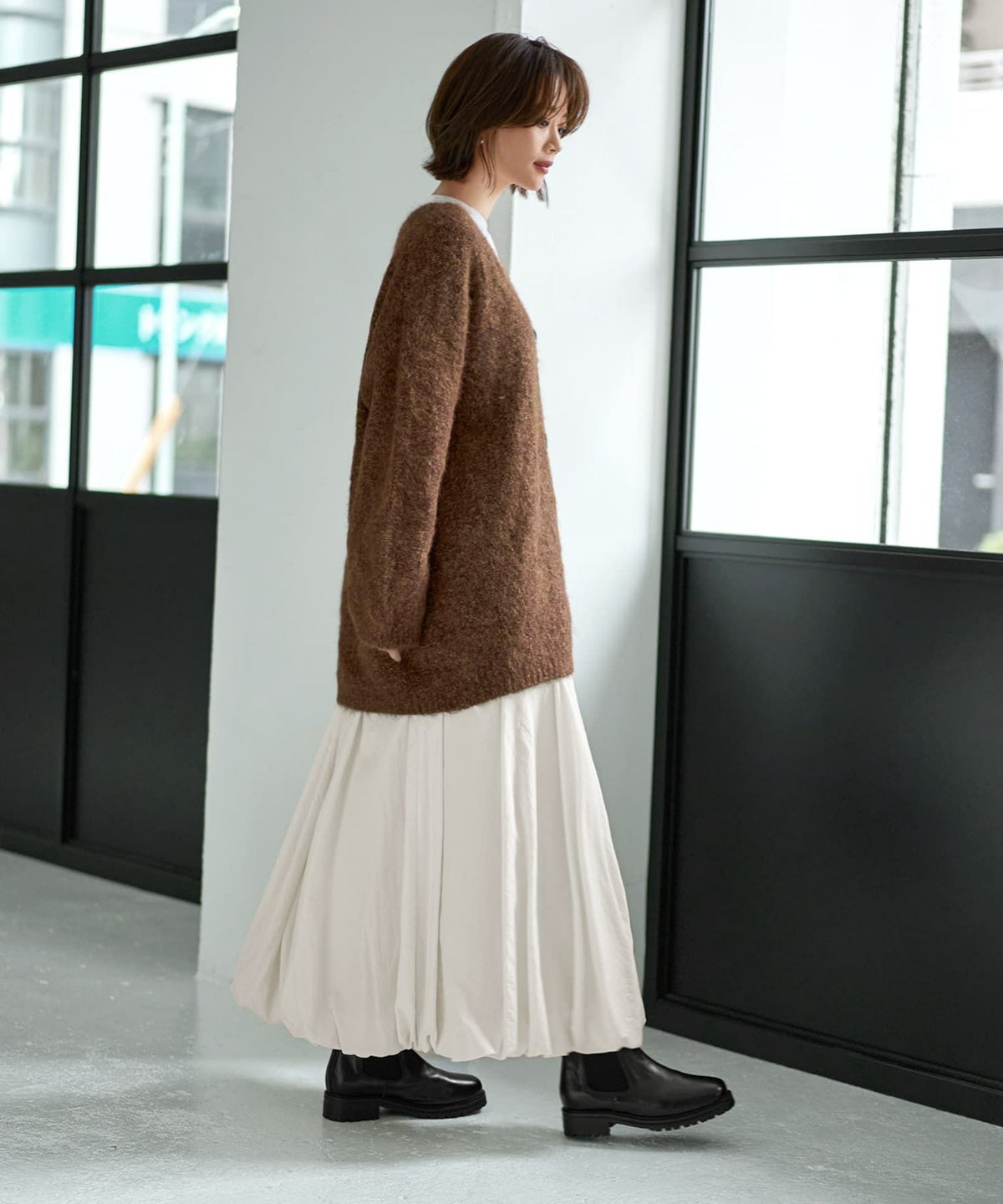 着用イメージ 167cm ブラウンミックス