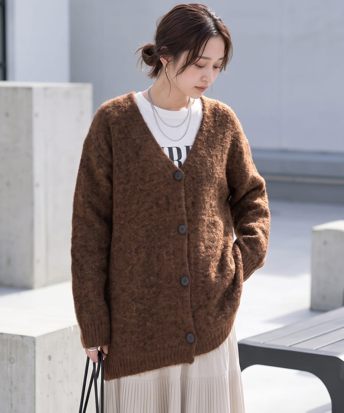 着用イメージ 163cm ブラウンミックス