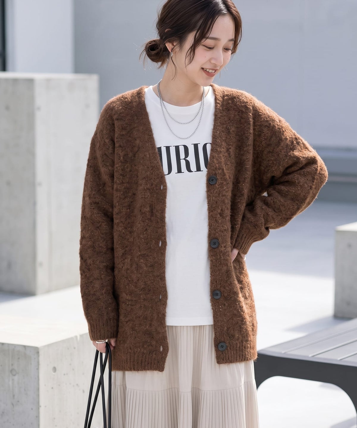 着用イメージ 163cm ブラウンミックス