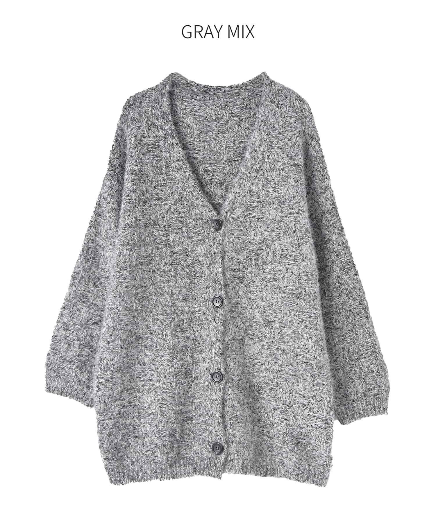 モヘア風ミックスニットゆったりカーディガン | おしゃれな大人