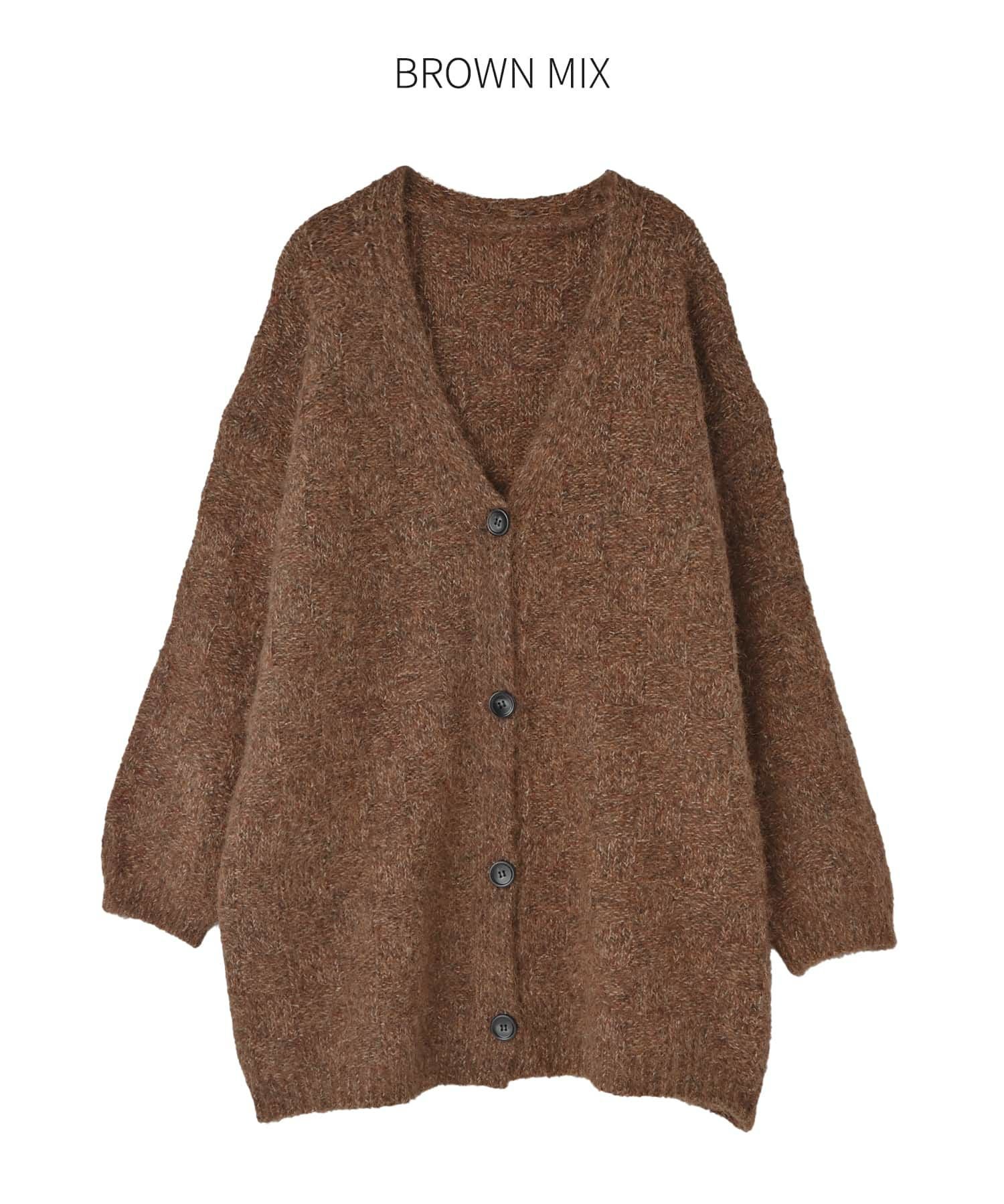 モヘア風ミックスニットゆったりカーディガン | おしゃれな大人