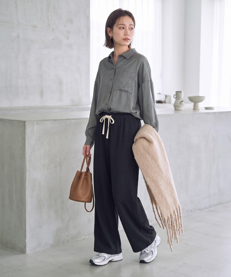 LUXE】シボ入りとろみサテンシャツB | おしゃれな大人レディース 