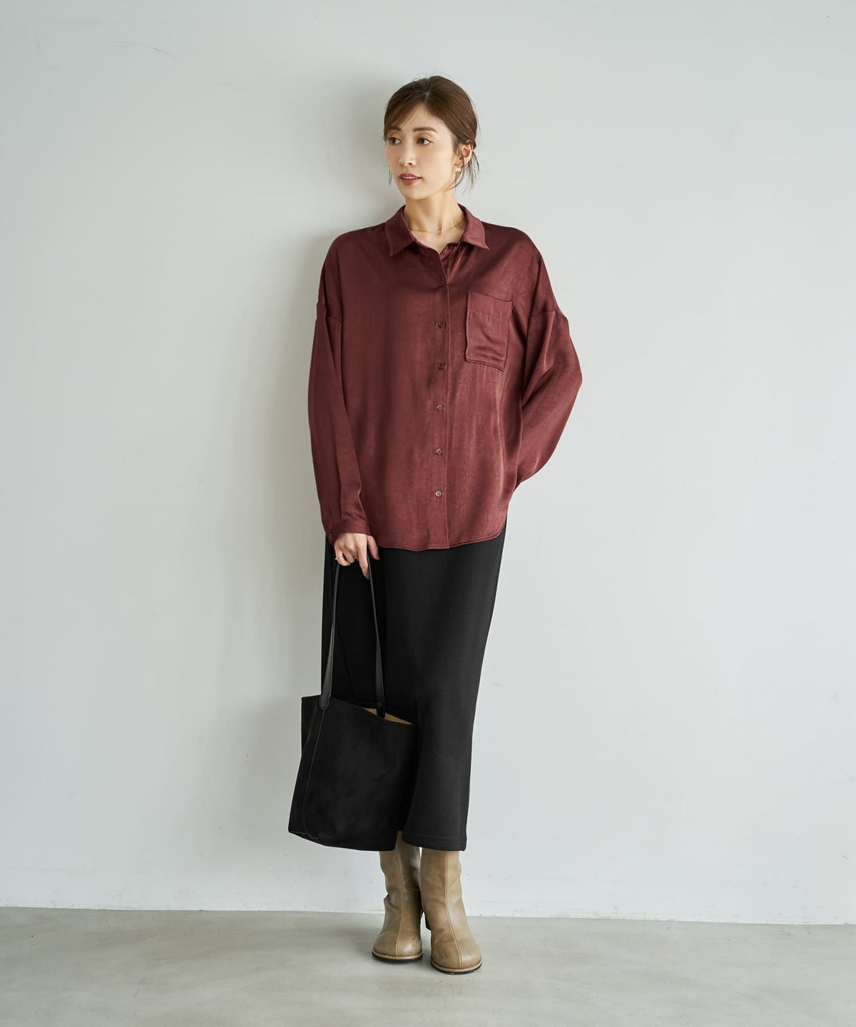 着用イメージ 167cm バーガンディ