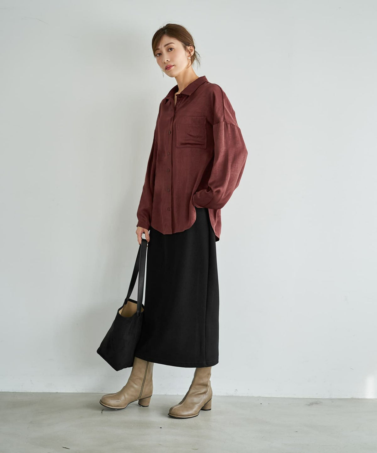 着用イメージ 167cm バーガンディ