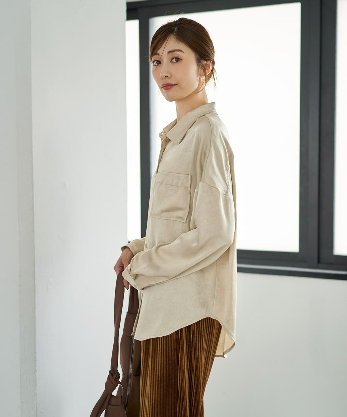 着用イメージ 167cm ライトベージュ