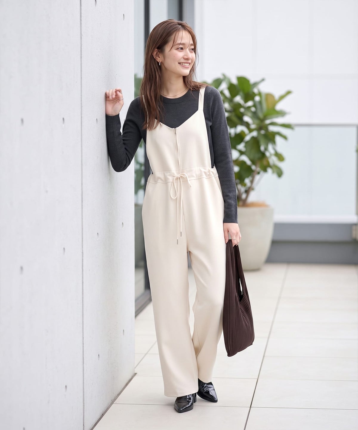 着用イメージ 163cm エクリュ