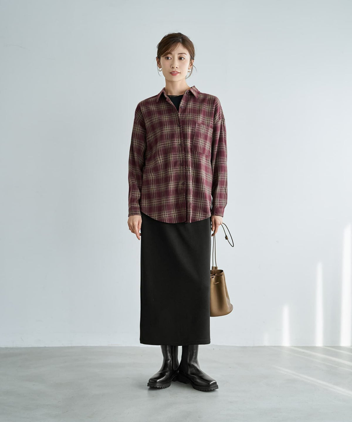 着用イメージ 167cm ワイン